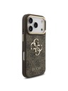 Guess Guess PU Leather 4G Metal Logo Gold Frame Zadný Kryt pre iPhone 18 Pro Brown