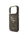 Guess Guess PU Leather 4G Metal Logo Gold Frame Zadný Kryt pre iPhone 18 Pro Brown