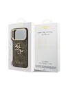 Guess Guess PU Leather 4G Metal Logo Gold Frame Zadný Kryt pre iPhone 18 Pro Brown