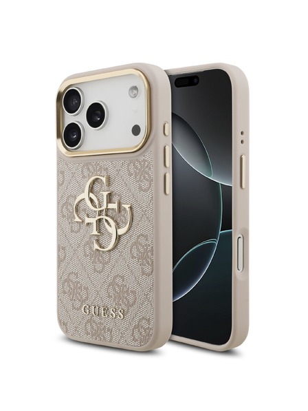 Guess Guess PU Leather 4G Metal Logo Gold Frame Zadný Kryt pre iPhone 18 Pro Pink