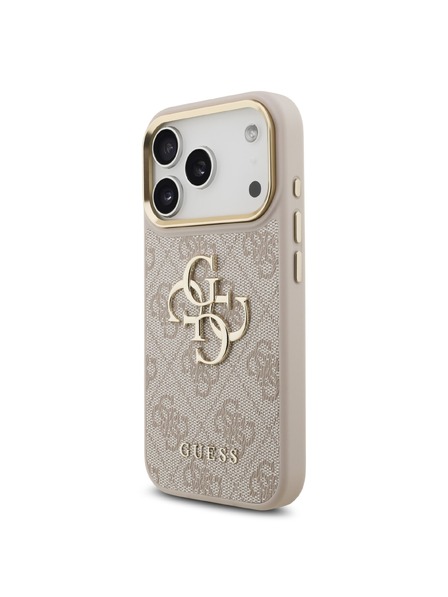 Guess Guess PU Leather 4G Metal Logo Gold Frame Zadný Kryt pre iPhone 18 Pro Pink