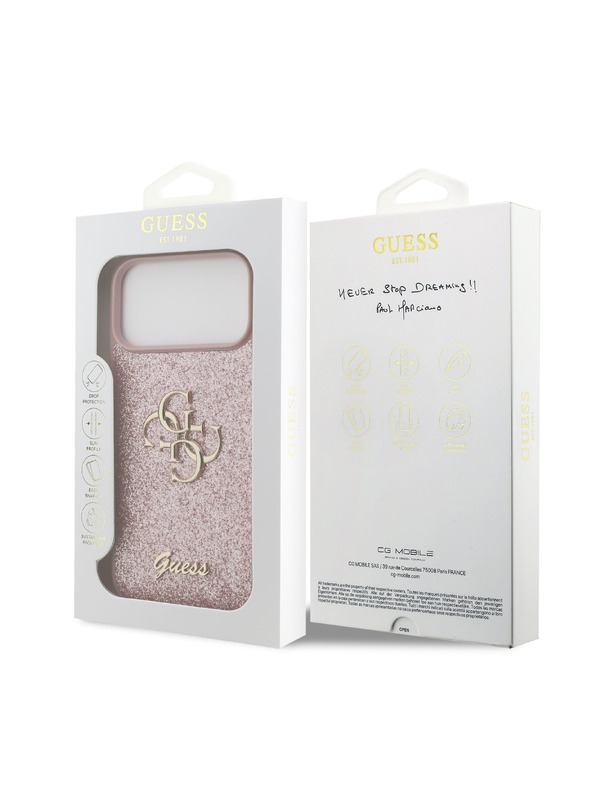 Guess Guess PU Fixed Glitter 4G Metal Logo Zadný Kryt pre iPhone 18 Pro Max Pink