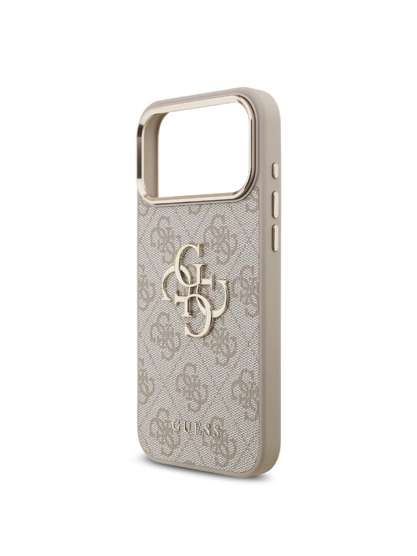 Guess Guess PU Leather 4G Metal Logo Gold Frame Zadný Kryt pre iPhone 18 Pro Max Pink