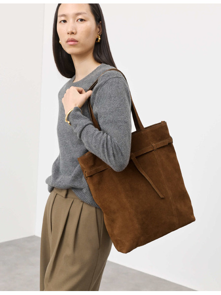 Marks & Spencer Semišová taška tote s páskom Marks & Spencer hnedá