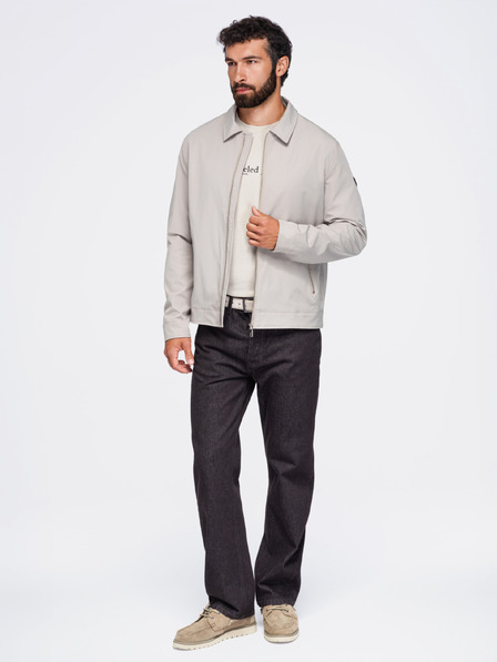 Ombre Clothing Pánska ľahká prechodná bunda na zips s klasickým golierom – sivobéžová V2 OM-JANP-0224 Ombre Clothing