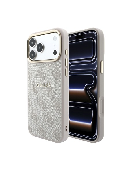 Guess Guess PU Leather 4G Gold Frame Embossed MagSafe Zadný Kryt pre iPhone 18 Pro Pink