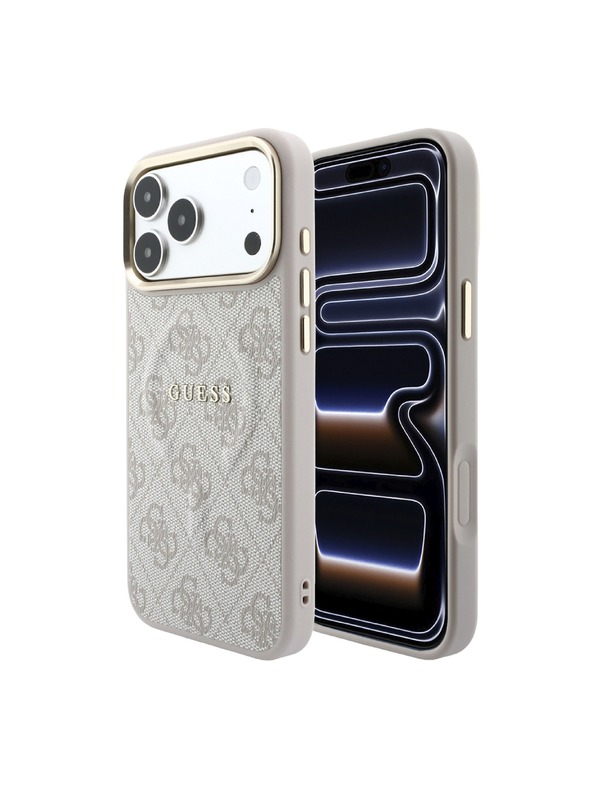 Guess Guess PU Leather 4G Gold Frame Embossed MagSafe Zadný Kryt pre iPhone 18 Pro Pink