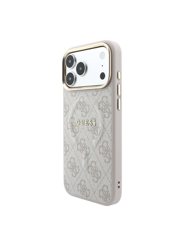 Guess Guess PU Leather 4G Gold Frame Embossed MagSafe Zadný Kryt pre iPhone 18 Pro Pink
