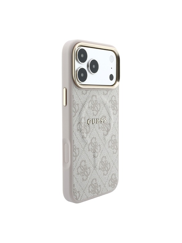 Guess Guess PU Leather 4G Gold Frame Embossed MagSafe Zadný Kryt pre iPhone 18 Pro Pink