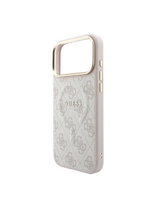 Guess Guess PU Leather 4G Gold Frame Embossed MagSafe Zadný Kryt pre iPhone 18 Pro Pink