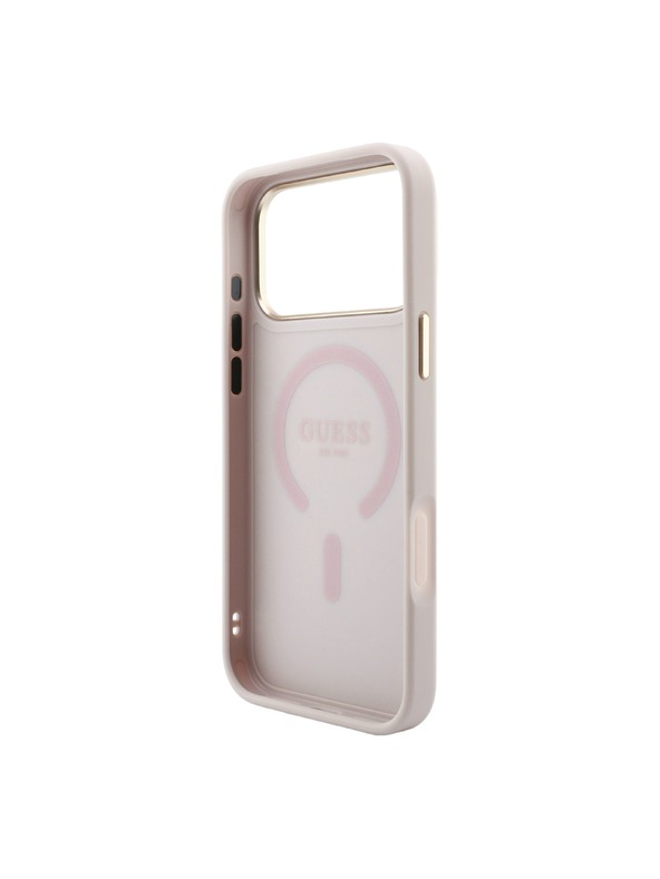Guess Guess PU Leather 4G Gold Frame Embossed MagSafe Zadný Kryt pre iPhone 18 Pro Pink