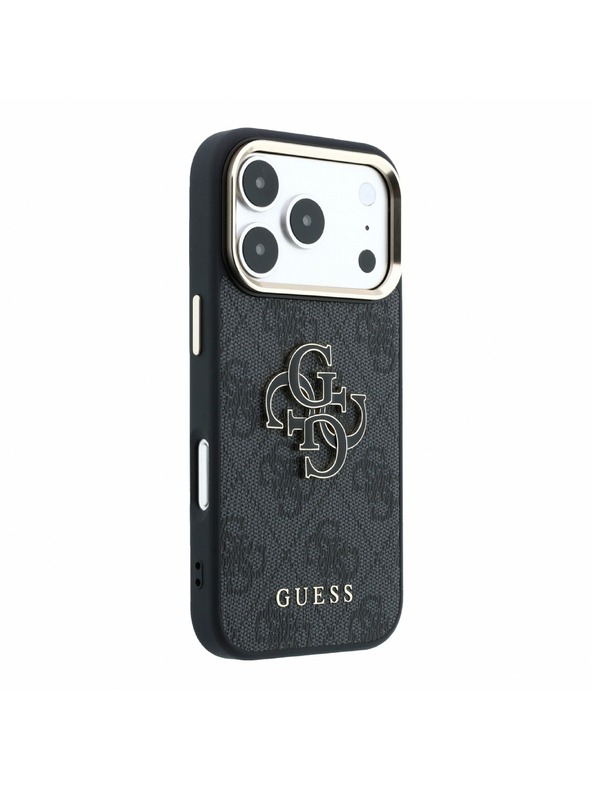Guess Guess PU 4G Resin Metal Logo Zadný Kryt pre iPhone 18 Pro Black