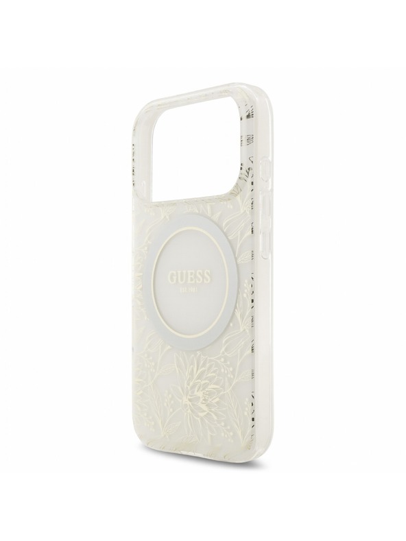 Guess Guess IML Flowers Allover Strap MagSafe Zadný Kryt pre iPhone 18 Pro White