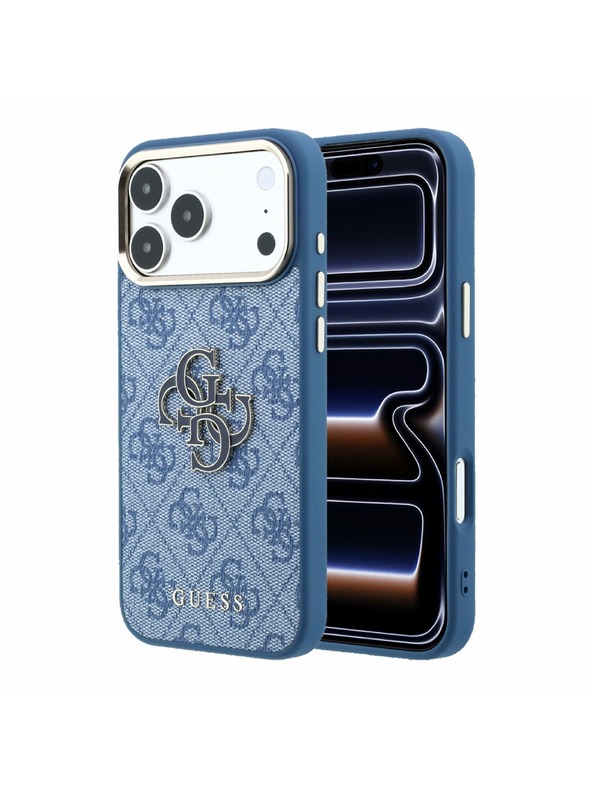 Guess Guess PU 4G Resin Metal Logo Zadný Kryt pre iPhone 18 Pro Blue