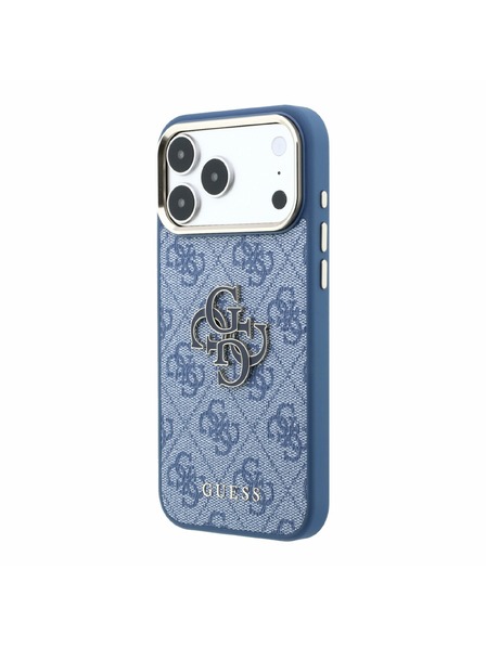 Guess Guess PU 4G Resin Metal Logo Zadný Kryt pre iPhone 18 Pro Blue