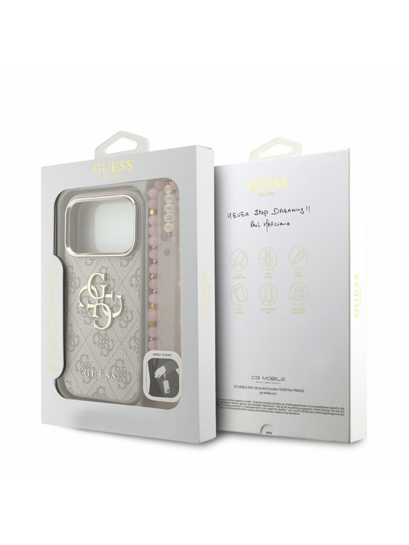 Guess Guess PU 4G Metal Logo Strap Zadný Kryt pre iPhone 18 Pro Pink