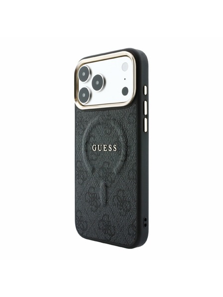 Guess Guess PU Leather 4G Gold Frame Embossed MagSafe Zadný Kryt pre iPhone 18 Pro Black