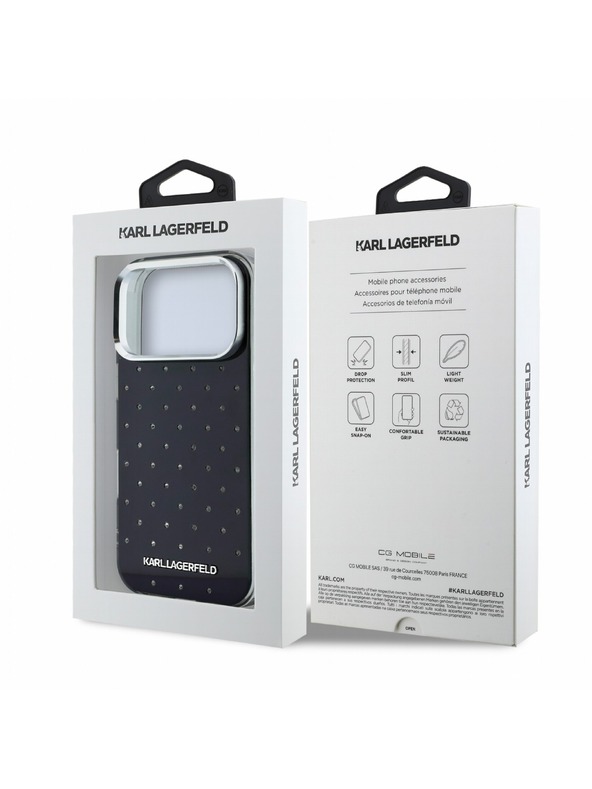 Karl Lagerfeld Karl Lagerfeld IML Rhinestones Allover Magsafe Zadný Kryt pre iPhone 18 Pro Black