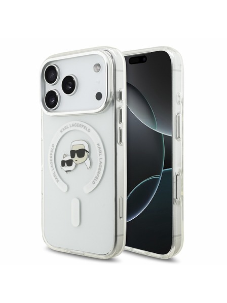 Karl Lagerfeld Karl Lagerfeld IML K&CH Heads Metal Frame MagSafe Zadný Kryt pre iPhone 18 Pro White