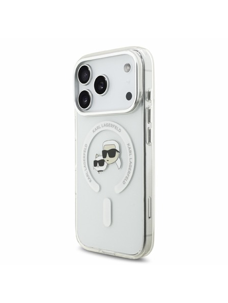 Karl Lagerfeld Karl Lagerfeld IML K&CH Heads Metal Frame MagSafe Zadný Kryt pre iPhone 18 Pro White