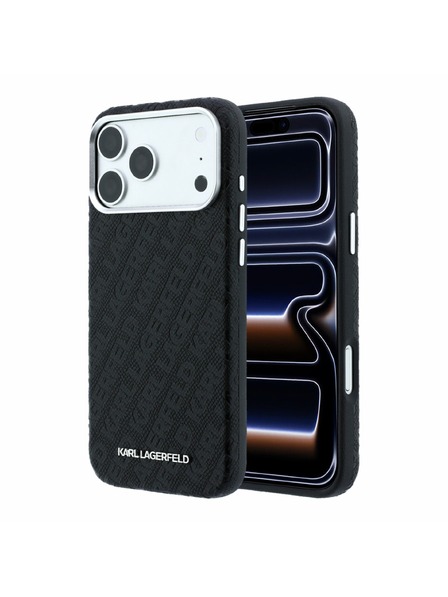 Karl Lagerfeld Karl Lagerfeld PU Grained Allover Semi Wrap Magsafe Zadný Kryt pre iPhone 18 Pro Black