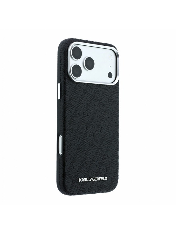 Karl Lagerfeld Karl Lagerfeld PU Grained Allover Semi Wrap Magsafe Zadný Kryt pre iPhone 18 Pro Black