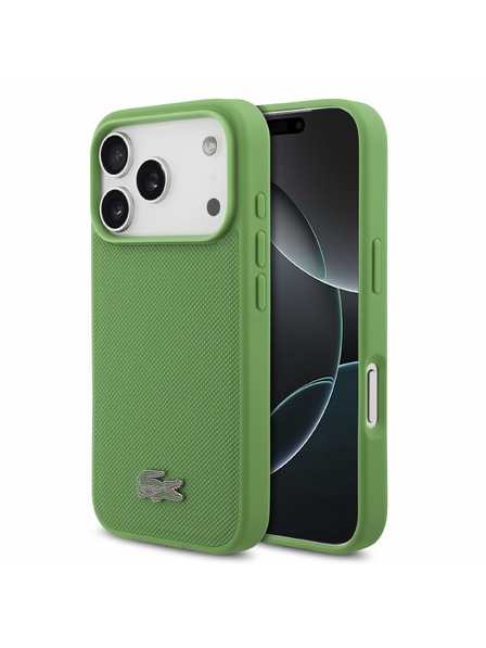 Lacoste Lacoste PVC Iconic Petit Pique Metal Logo MagSafe Zadný Kryt pre iPhone 18 Pro Estragon