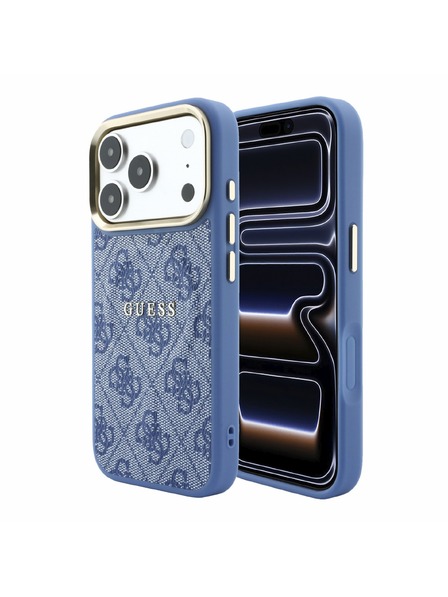 Guess Guess PU Leather 4G Gold Frame Embossed MagSafe Zadný Kryt pre iPhone 18 Pro Max Blue