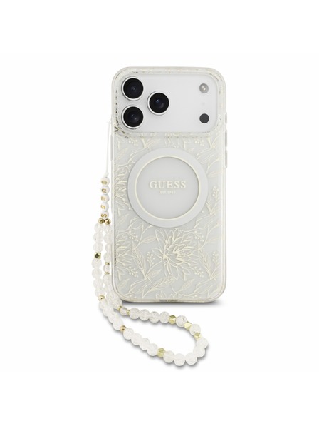 Guess Guess IML Flowers Allover Popruh MagSafe Zadný Kryt pre iPhone 18 Pro Max White