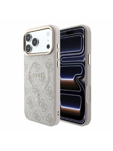 Guess Guess PU Leather 4G Gold Frame Embossed MagSafe Zadný Kryt pre iPhone 18 Pro Max Pink