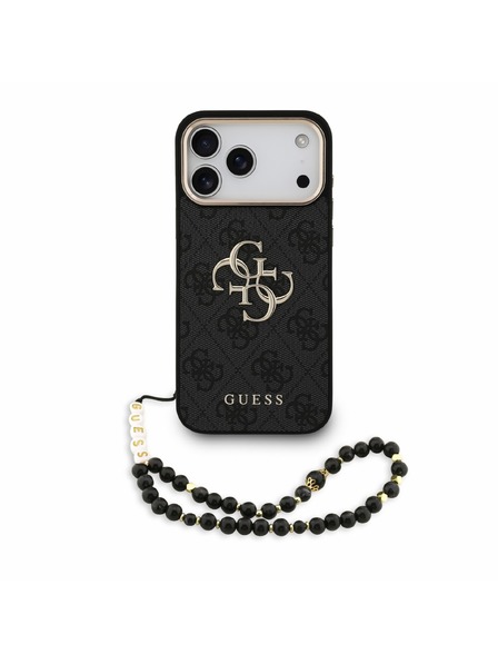 Guess Guess PU 4G Metal Logo Popruh Zadný Kryt pre iPhone 18 Pro Max Black