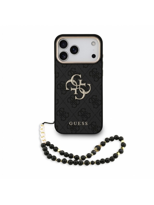 Guess Guess PU 4G Metal Logo Popruh Zadný Kryt pre iPhone 18 Pro Max Black