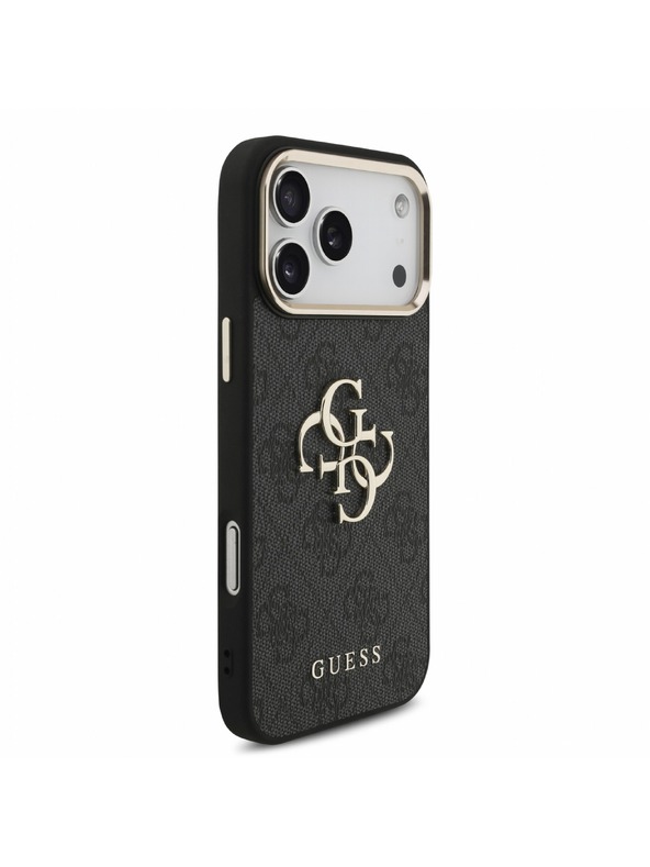 Guess Guess PU 4G Metal Logo Popruh Zadný Kryt pre iPhone 18 Pro Max Black