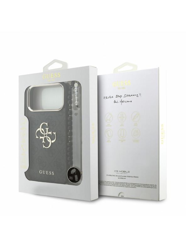 Guess Guess PU 4G Metal Logo Popruh Zadný Kryt pre iPhone 18 Pro Max Black