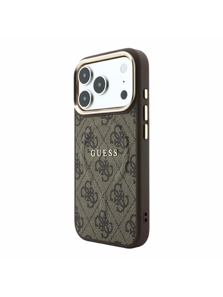 Guess Guess PU Leather 4G Gold Frame Embossed MagSafe Zadný Kryt pre iPhone 18 Pro Max Brown