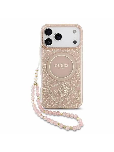 Guess Guess IML Flowers Allover Popruh MagSafe Zadný Kryt pre iPhone 18 Pro Max Pink