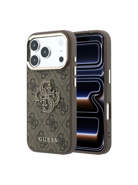Guess Guess PU 4G Resin Metal Logo Zadný Kryt pre iPhone 18 Pro Max Brown