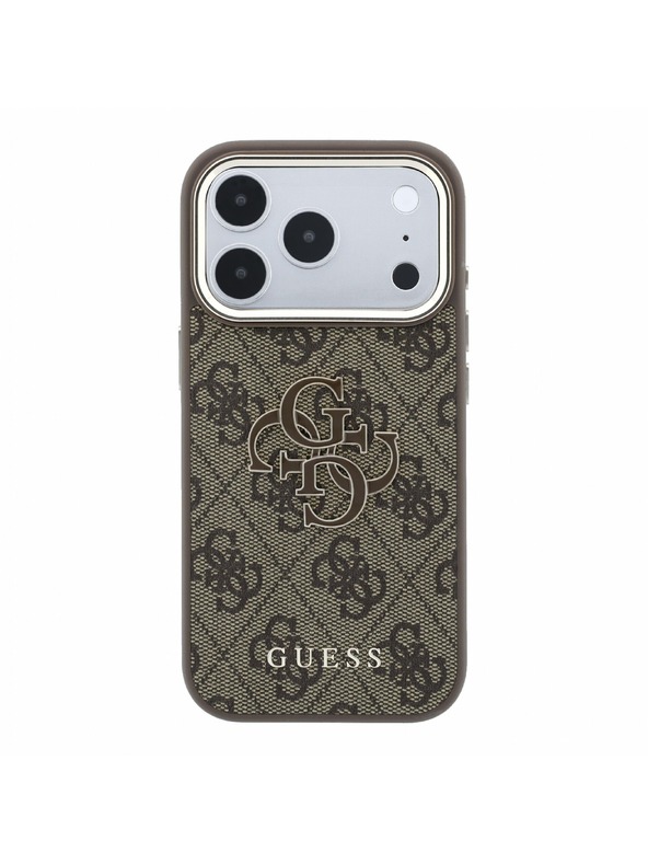 Guess Guess PU 4G Resin Metal Logo Zadný Kryt pre iPhone 18 Pro Max Brown