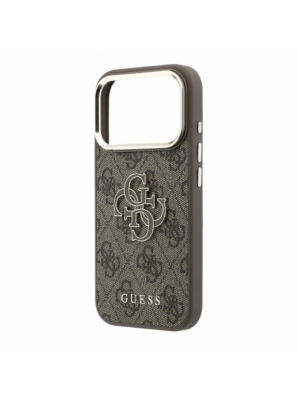 Guess Guess PU 4G Resin Metal Logo Zadný Kryt pre iPhone 18 Pro Max Brown