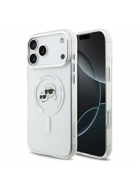 Karl Lagerfeld Karl Lagerfeld IML K&CH Heads Metal Frame MagSafe Zadný Kryt pre iPhone 18 Pro Max White