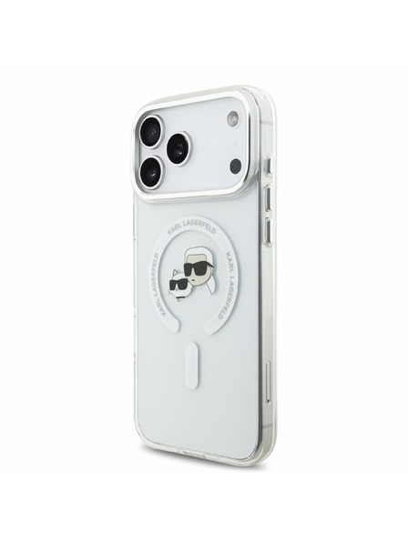 Karl Lagerfeld Karl Lagerfeld IML K&CH Heads Metal Frame MagSafe Zadný Kryt pre iPhone 18 Pro Max White