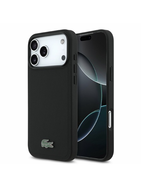 Lacoste Lacoste PVC Iconic Petit Pique Metal Logo MagSafe Zadný Kryt pre iPhone 18 Pro Max Black