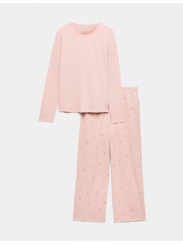 Marks & Spencer Pyžamová súprava z čistej bavlny s potlačou Marks & Spencer ružová