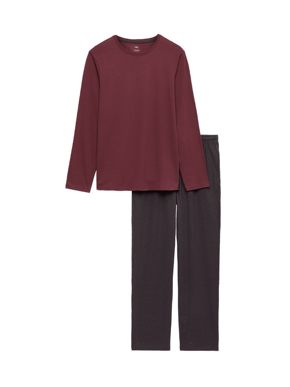 Marks & Spencer Pyžamový set zo 100% bavlny s geometrickým potlačom Marks & Spencer červená