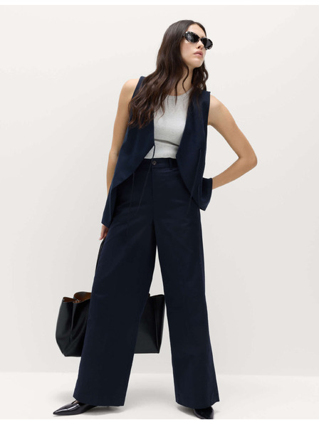 Marks & Spencer Chino nohavice so širokými nohavicami a vysokým podielom bavlny Marks & Spencer námornícka modrá