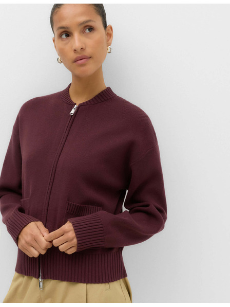 Marks & Spencer Pletený kardigan v štýle bomber na zips Marks & Spencer červená