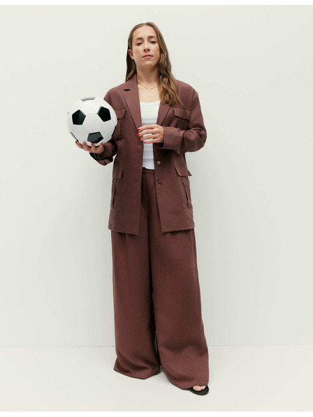 Marks & Spencer Plisované praktické nohavice Palazzo so ľanom Marks & Spencer hnedá