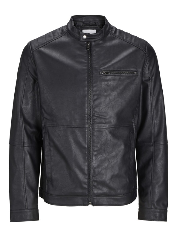 Jack & Jones JJEDYLAN čierna pánska koženková bunda