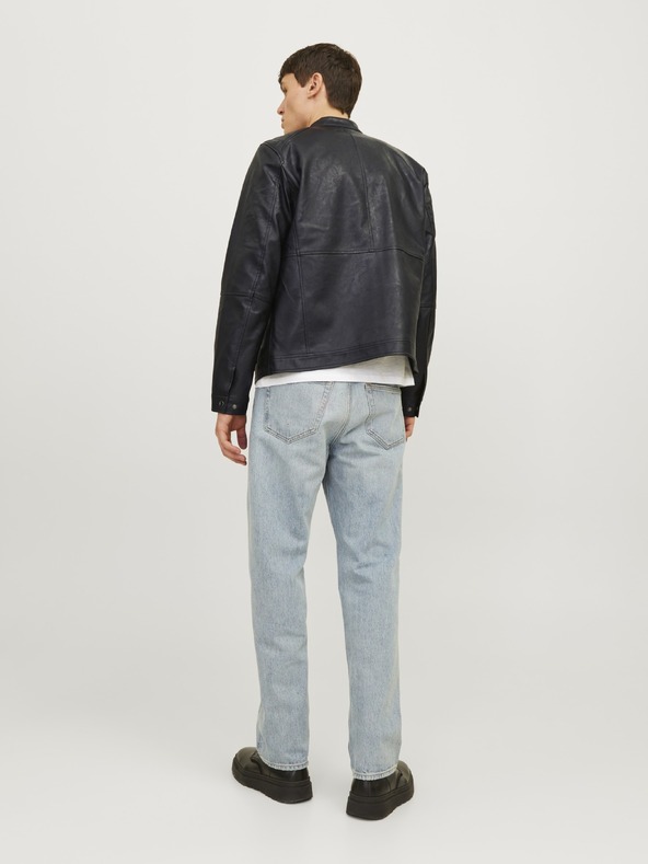 Jack & Jones JJEDYLAN čierna pánska koženková bunda