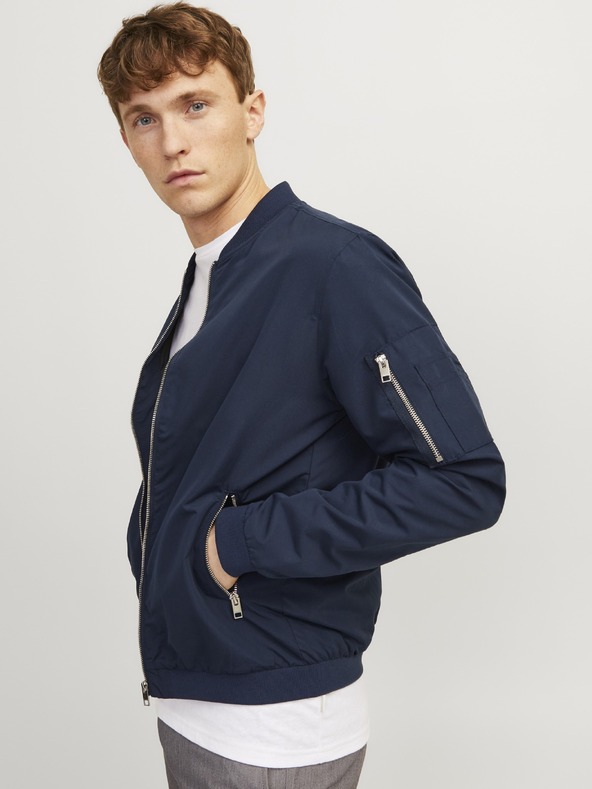 Jack & Jones Pánska bunda bomber JJERush navy blazer